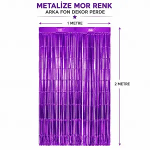 Mor Metalize Parti Perdesi 100x200 cm – Kapı ve Arka Fon Perdesi