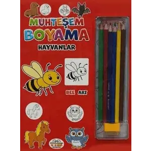 Muhteşem Boyama - Hayvanlar + 6lı Boya Kalemi