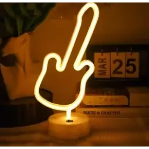 Neon Gitar Masa Lambası Pil+usb