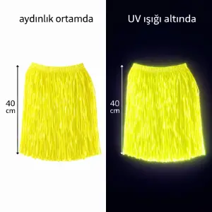 Neon Sarı Hawaii Parti Eteği 40 Cm Bx40