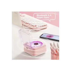 Nostalji Mini Plak Görünümlü Ralu Bluetooth Hoparlör 3d Ses Daası Retro Müzik Plak Pembe