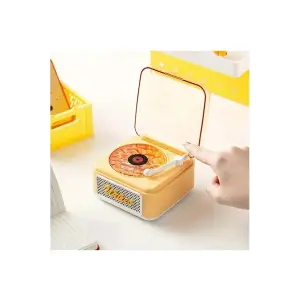 Nostalji Mini Plak Görünümlü Ralu Bluetooth Hoparlör 3d Ses Daası Retro Müzik Plak Sarı