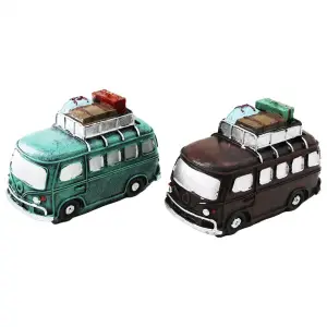 Nostaljik Otobüs Tasarımlı Biblo Kumbara - Dekoratif Model - Reçine
