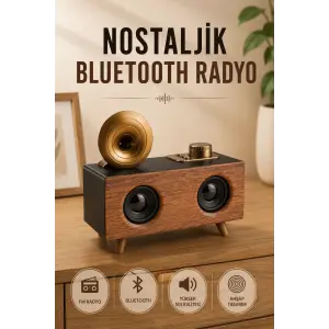 Nostaljik Radyo Bluetooth Bağlantılı Şarjlı Yüksek Ses Kaliteli