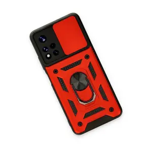 Note 11t Kılıf Pars Lens Yüzüklü  - Kırmızı