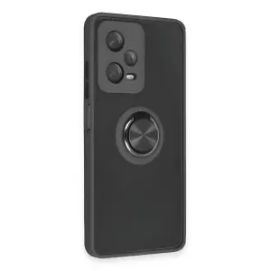 Note 12 5g Kılıf Montreal Yüzüklü  Kapak - Siyah