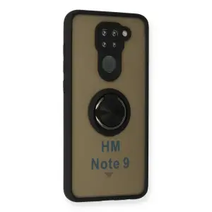 Note 9 Kılıf Montreal Yüzüklü  Kapak - Siyah