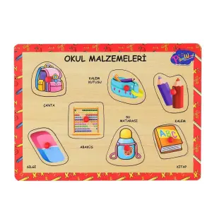 ONY-196-197 Ahşap Tutmalı Okul Malzemeleri -Onyıl Oyuncak