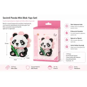 OTURAN SEVİMLİ ÇİÇEK PANDA 350 PARÇA BLOCK OYUNCAK