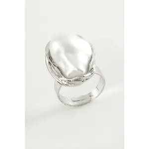 Oval İnci Metal Yüzük