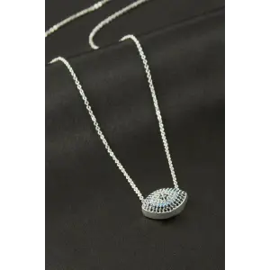 Oval Zirkon Taşlı Kolye