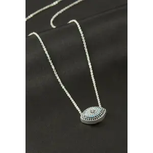 Oval Zirkon Taşlı Kolye