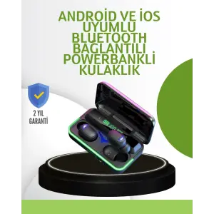 Oyun Modlu E10 Bluetooth Kulaklık Powerbank ve LED Ekranlı
