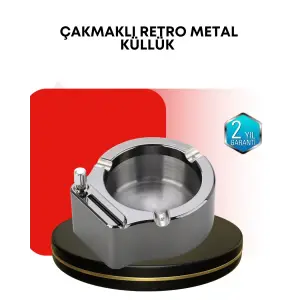 Paslanmaz Çakmaklı Küllük Modern Masa Üstü Aksesuar