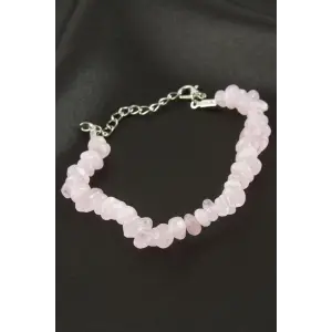 Pembe Kuvars Kırık Doğaltaş Bileklik