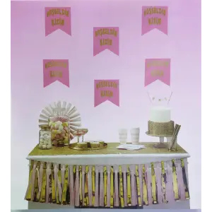 Pembe Üzeri Altın Hoşgeldin Kızım Flama Süs Bx40