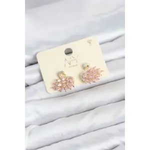 Pembe Zirkon Taşlı Gold Swan Kuğu Model Kadın Küpe