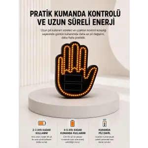 Pilli Led Işık Araç Camı İçin Uzaktan Kumandalı El Simgesi