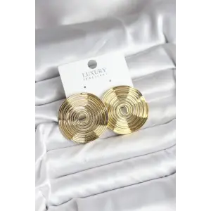 Pirinç Gold Renk Circle Model Kadın Küpe