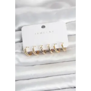 Pirinç Gold Renk Halka Kadın Küpe Seti