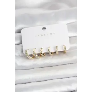 Pirinç Gold Renk Kadın Küpe Seti