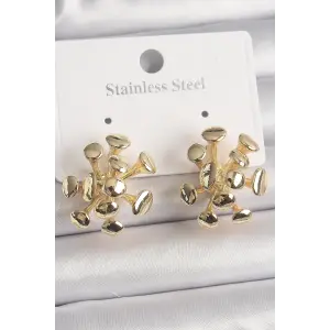 Pirinç Gold Renk Virüs Figür Model Kadın Küpe