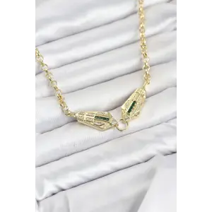 Pirinç Gold Renk Zirkon Taşlı Serenay Kolye