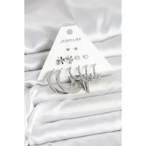 Pirinç Gümüş Renk 6 Çift Kadın Küpe Seti