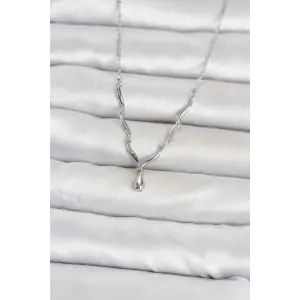 Pirinç Gümüş Renk Damla Model Kadın Kolye