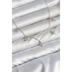 Pirinç Gümüş Renk Sıralı Minimal Kutup Yıldızı Model Kadın Kolye
