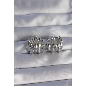Pirinç Gümüş Renk Tırtıklı Bombe Model Küpe