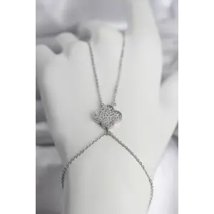 Pirinç Gümüş Renk Yonca Model Kadın Şahmeran
