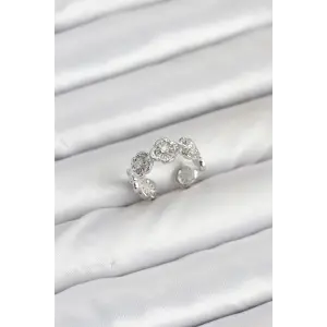 Pirinç Gümüş Renk Yonca Model Kadın Yüzük