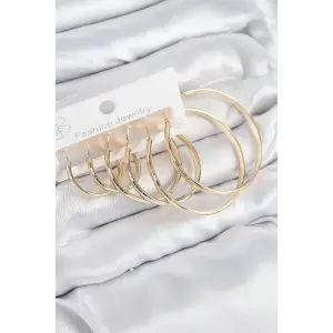 Pirinç Halka Model Gold Renk Kadın Set Küpe