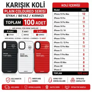 Plain Coloured Serisi Karışık Koli Kılıf Paketi – 100 Adet