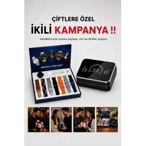 Powerbank Aynalı Bluetooth Kulaklık Ve Akıllı Saat Seti ANC Özelliği Dokunamatik