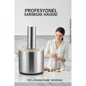 Profesyonel Ezici Sarımsak Havanı Seti -  Mutfak Tipi Baharat Havanı  304 Paslanmaz Çelik