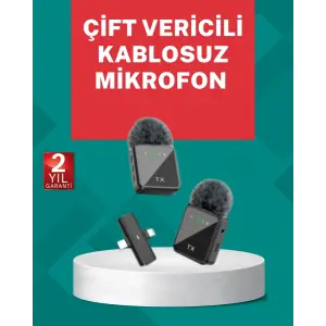 Profesyonel Ses Kayıtları İçin 2’li Kablosuz Yaka Mikrofon Seti