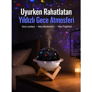Projektör ışığı bulunan USB bağlantılı mini aromaterapi destekli hava nemlendirici