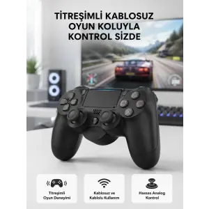 PS4 Kablosuz Oyun Kolu V2 – Bluetooth Bağlantılı, Titreşimli, PC ve Mobil Uyumlu