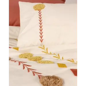 Puff Nakışlı Ranforce Çift Kişilik Nev Takımı Amaris Kiremit