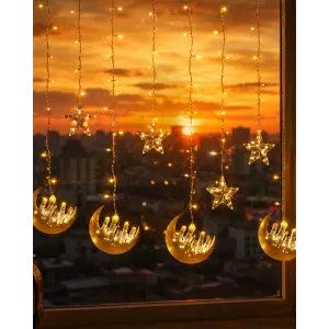 Ramazan Temalı LED Işık Hilal ve Yıldız Figürlü Dekor Lambası