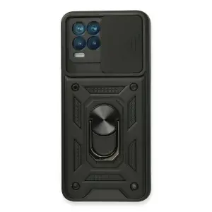Realme 8 Kılıf Pars Lens Yüzüklü Silikon - Siyah