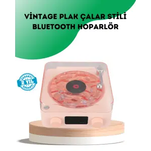 Retro Bluetooth Hoparlör – Kristal Ses, Gece Lambası, Saatli Tasarım