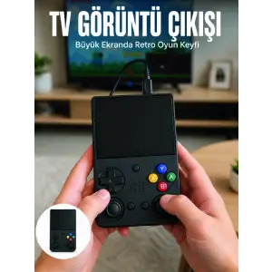 Retro Oyun Konsolu Çift Analog Joystick 64GB Hafızalı Taşınabilir El Konsolu