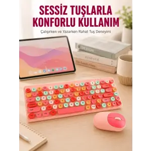 Retro Tarz Bluetooth 5.1 Klavye – Win/OSX/Android/iOS Uyumlu Yeni Nesil