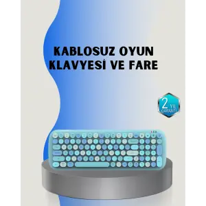 Retro Tarz Kablosuz Klavye Mouse Seti – 104 Tuşlu, Ergonomik Tasarım