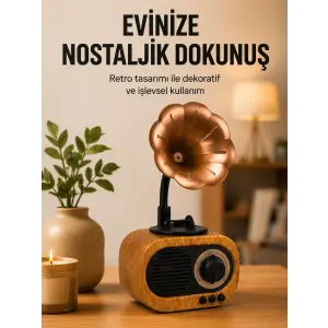 Retro Tasarımlı Mini Bluetooth Hoparlör ve FM Radyo Çoklu Medya Yeni Nesil