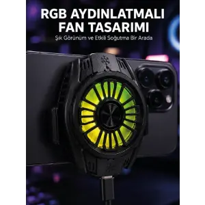 RGB Fan Aydınlatmalı Sessiz Çalışan Telefon Soğutucu