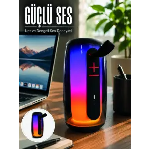 RGB Işıklı Bluetooth Hoparlör Güçlü Ses Type-C Şarjlı Taşınabilir Kablosuz Speaker